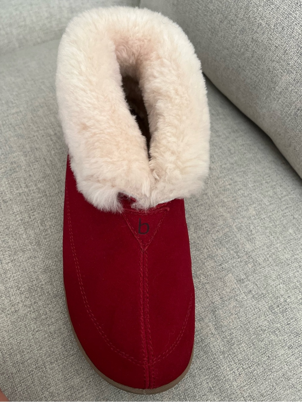Biotime Red Suede Shearling Slipper Booties | Size 9